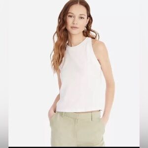 NWT J. Crew White Organic Slub Sleeveless T-shirt, Size Small